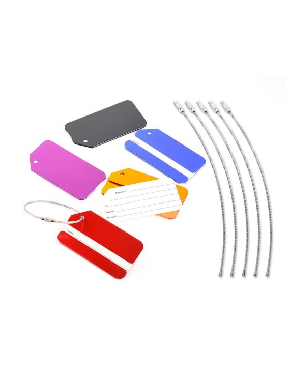5 Pcs Colorful Metal Travel Luggage Tag with Strap