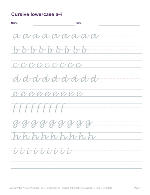 Preview of the first page of Lowercase a–i