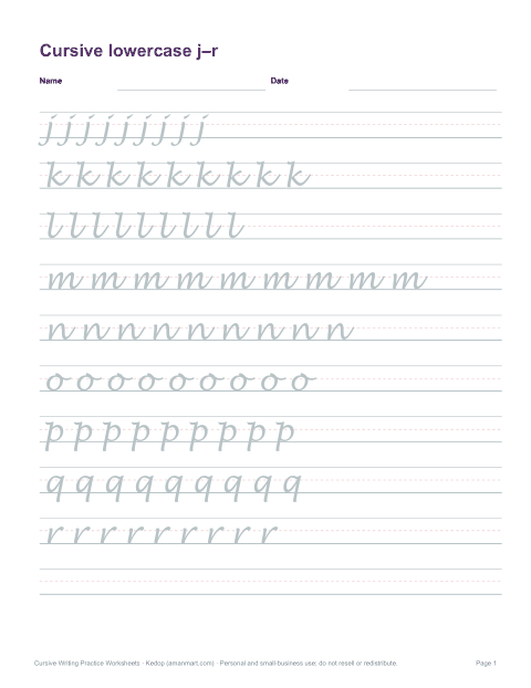 Preview of the first page of Lowercase j–r