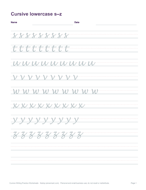 Preview of the first page of Lowercase s–z